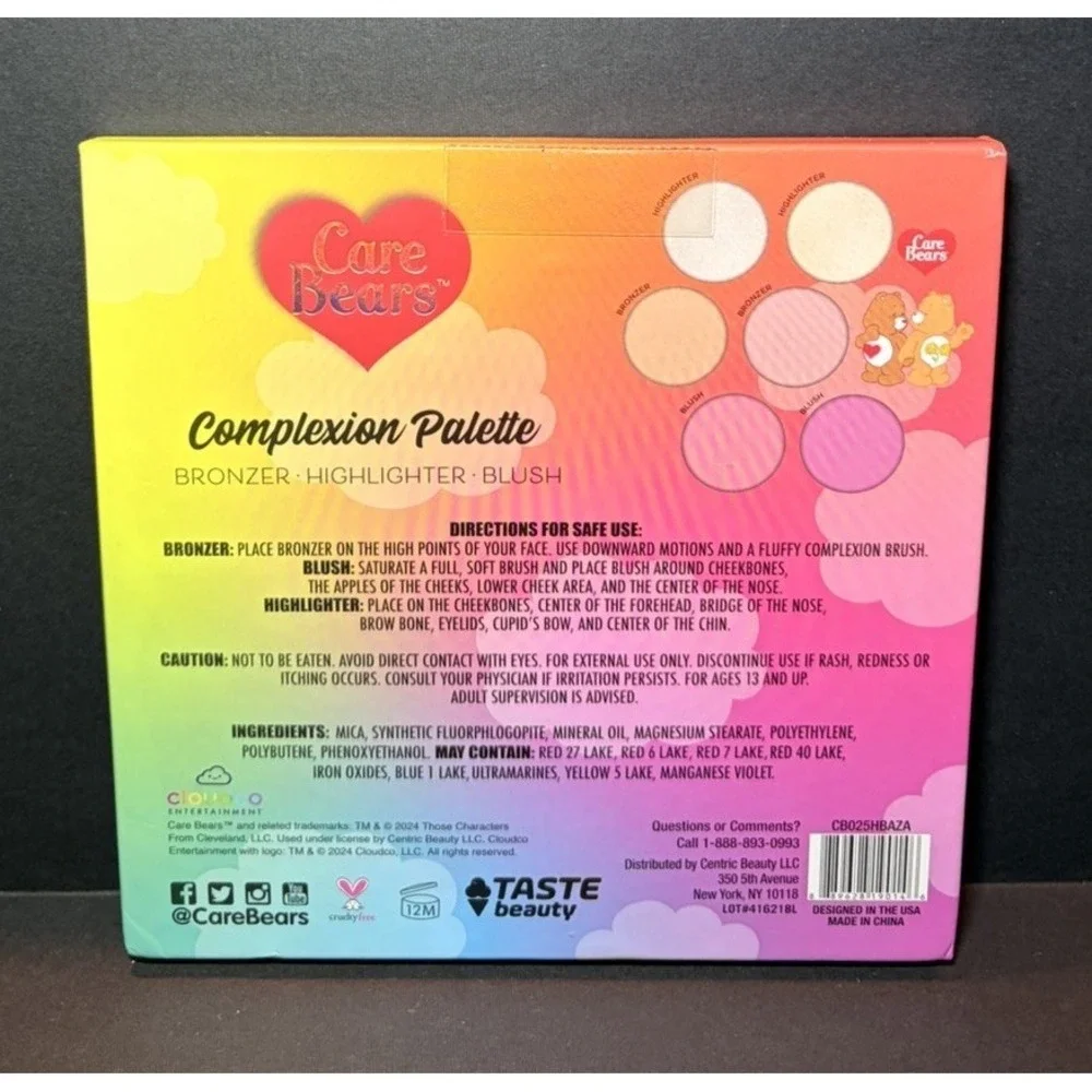 Taste Beauty X Care Bears Bronzer Highlighter Blush Complexion Palette NEW